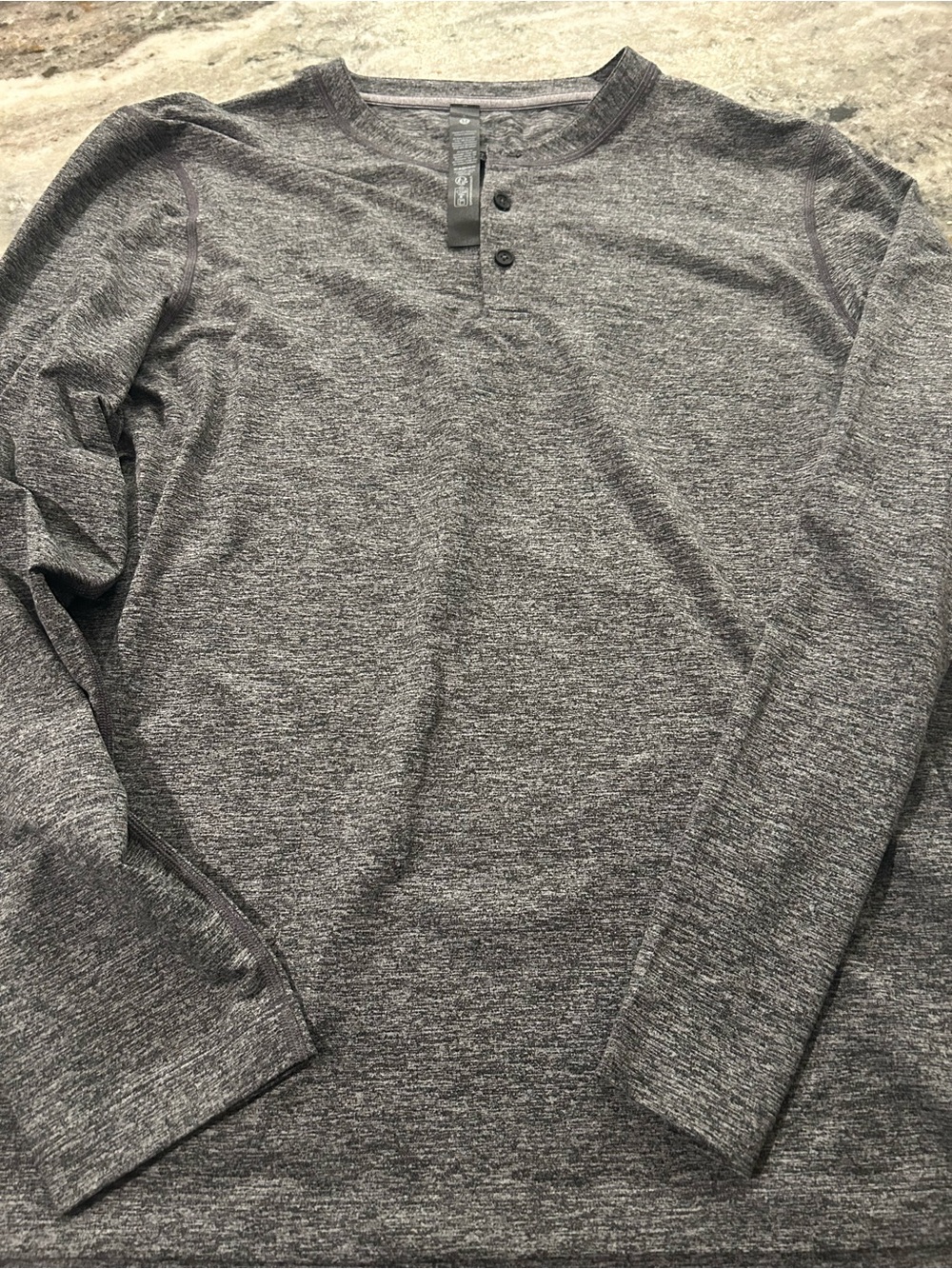 lululemon athletica Men's Heathered Gray Henley Long Sleeve Shirt